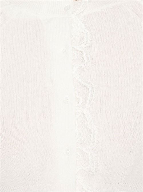 Ivory white floral lace cardigan Ermanno Scervino | D455N313APPYU11001